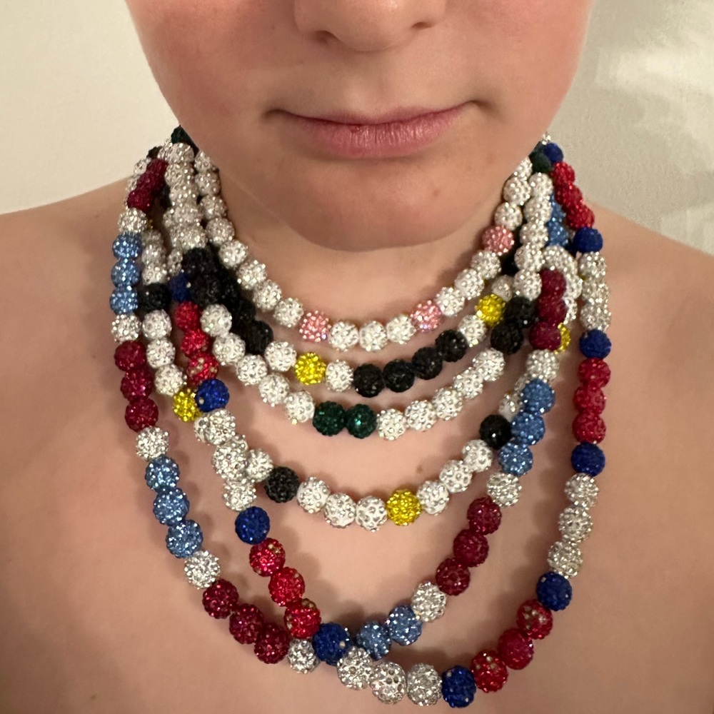 💎 Rhinestone Studded Clay Bead 16” Necklace CUSTOM Orders in Assorted Colors